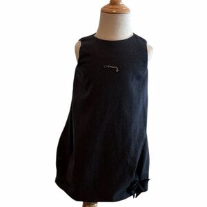 Armani Junior Dark Navy Sleeveless Dress with Bow Detail